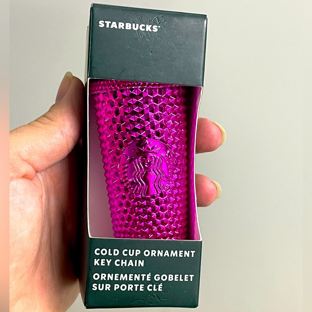 BNIB Starbucks Chrome Pink Keychain